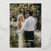 Modern sparen de Foto van de Datum Folie Uitnodiging (Voorkant)