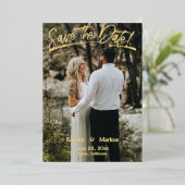 Modern sparen de Foto van de Datum Folie Uitnodiging (Staand Voorkant)