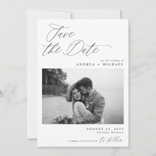 Modern sparen de Kaart van de Datum Elegant Foto (Voorkant)