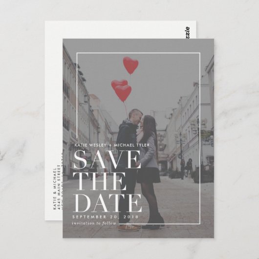 Modern sparen de Mededelingen van de Datum Briefkaart (Voorkant / Achterkant)