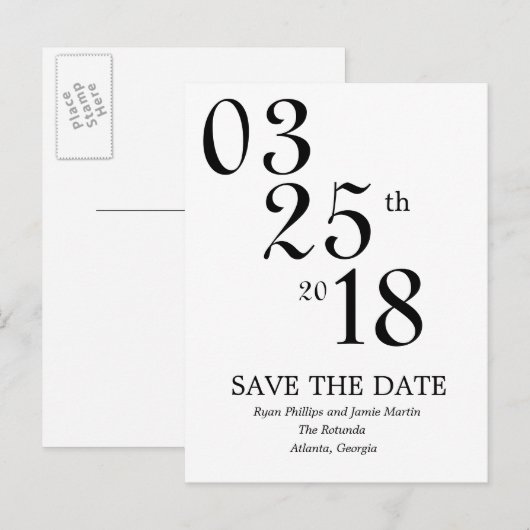 Modern Sparen de Post Kaart van de Datum (Voorkant / Achterkant)