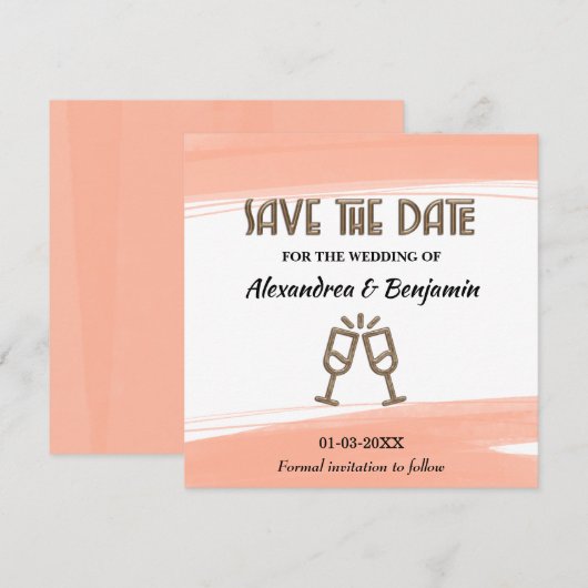 Modern sparen de Waterverf van het Daghuwelijk Save The Date (Voorkant / Achterkant)