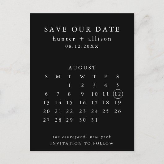 Modern sparen het Briefkaart van de Datum (Voorkant)