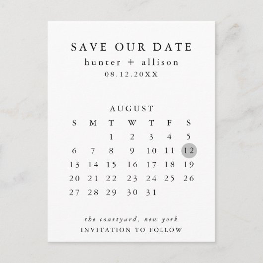 Modern sparen het Briefkaart van de Datum (Voorkant)