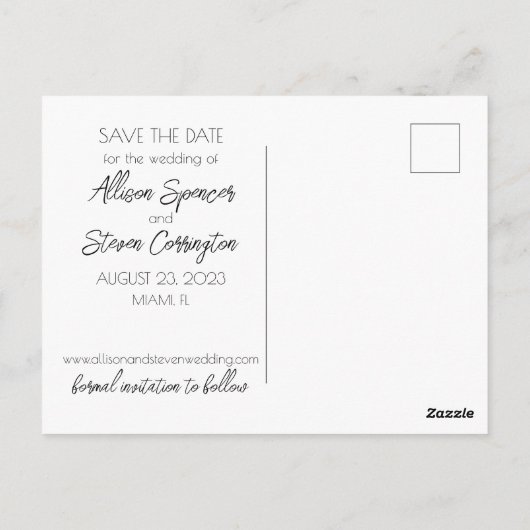 Modern sparen het briefkaart van het datumflamingi (Achterkant)