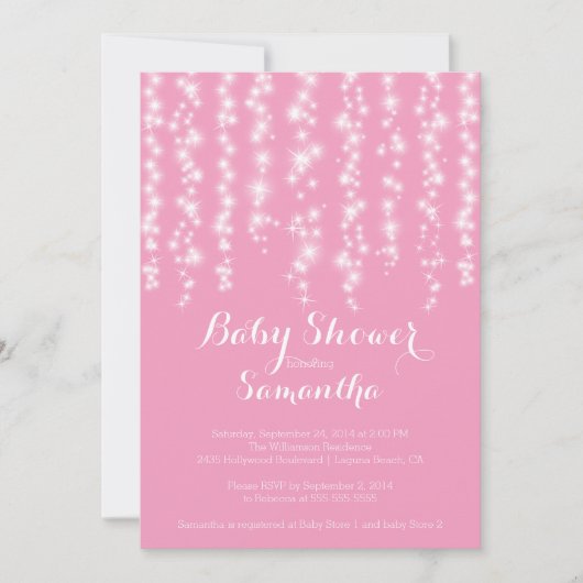 Modern Sparkle Girls Baby shower Invitation Kaart (Voorkant)