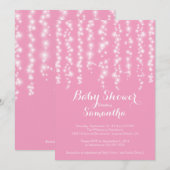 Modern Sparkle Girls Baby shower Invitation Kaart (Voorkant / Achterkant)