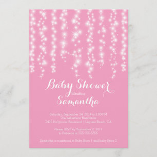 Modern Sparkle Girls Baby shower Invitation Kaart