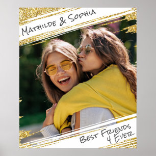 Modern Sparkle Gold Glitter Foto BBF Best Friend Poster