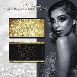 Modern Sparkle Golden Glitter Stars Initialen Zwar Visitekaartje