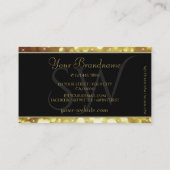 Modern Sparkle Golden Glitter Stars Initialen Zwar Visitekaartje (Achterkant)