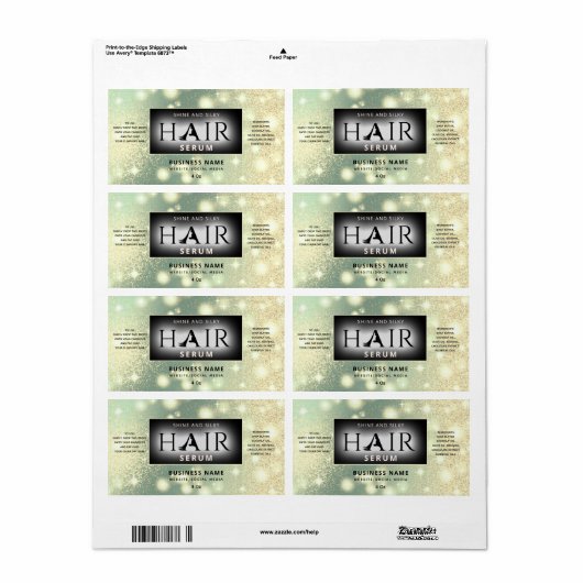 Modern sparkle haar serum etiket (Full Sheet)