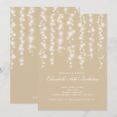 Modern Sparkle tan Sweet Sixteen Birthday Party Kaart (Voorkant / Achterkant)