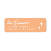 Modern Sparkles Retro Familienaam Geel Etiket (Voorkant)