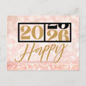 Modern Sparkling Pink Gold 2026 Happy New Year Feestdagenkaart (Voorkant)