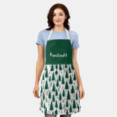 Modern Sparrenbos Bomen Patroon Aangepaste Kerstmi Schort (Gedragen)