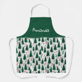 Modern Sparrenbos Bomen Patroon Aangepaste Kerstmi Schort (Voorkant)