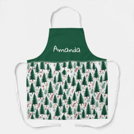 Modern Sparrenbos Bomen Patroon Aangepaste Kerstmi Schort
