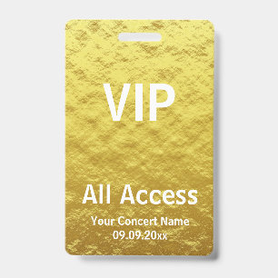 Modern, speciaal gepersonaliseerd Gold VIP - Alle Badge