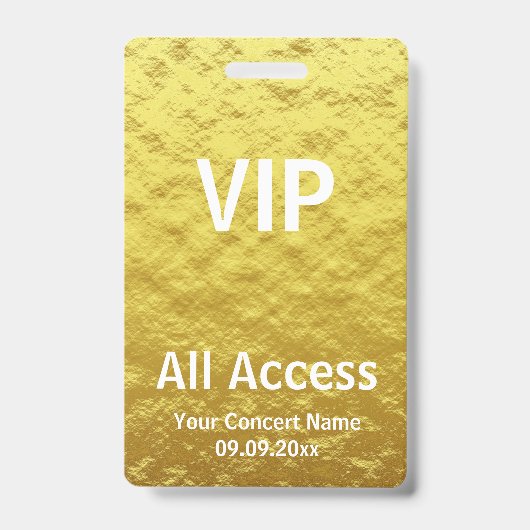 Modern, speciaal gepersonaliseerd Gold VIP - Alle Badge (Voorzijde)