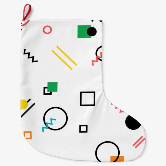 Modern, speels, cool, trendy, Memphis geometrisch Grote Kerstsok (Voorkant)