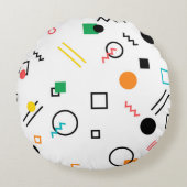 Modern, speels, cool, trendy, Memphis geometrisch Rond Kussen (Voorkant)