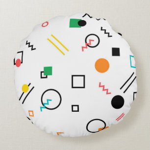 Modern, speels, cool, trendy, Memphis geometrisch Rond Kussen
