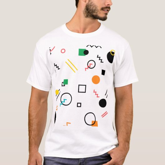 Modern, speels, cool, trendy, Memphis geometrisch T-shirt (Voorkant)
