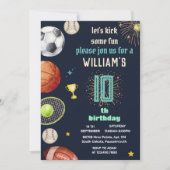 modern spel blauw kinder jongens Sport 10e Verjaar Kaart (Voorkant)