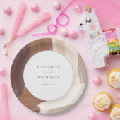 Modern Spiced Terracotta | Monogram bruiloft Papieren Bordje (Feest)