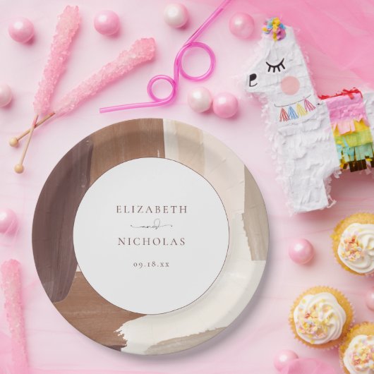 Modern Spiced Terracotta | Monogram bruiloft Papieren Bordje (Feest)