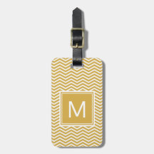 Modern Spicy Mustard Yellow Chevrons en Monogram