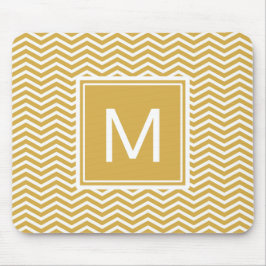 Modern Spicy Mustard Yellow Chevrons en Monogram Muismat