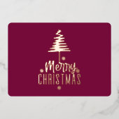 Modern Spiral Christmas Tree Merry Christmas Rose  Folie Feestdagenkaart (Voorkant)