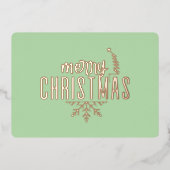 Modern Spiral Christmas Tree Merry Christmas Rose  Folie Feestdagenkaart (Voorkant)