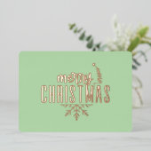 Modern Spiral Christmas Tree Merry Christmas Rose  Folie Feestdagenkaart (Staand Voorkant)