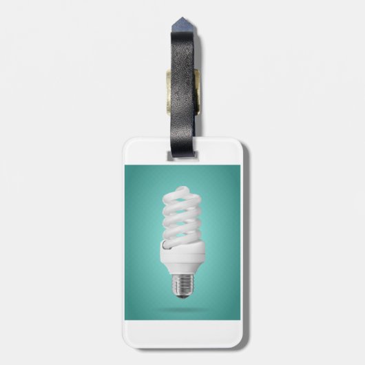 Modern Spiral Compact Fluorescent Lightbulb Bagagelabel (Achterkant verticaal)