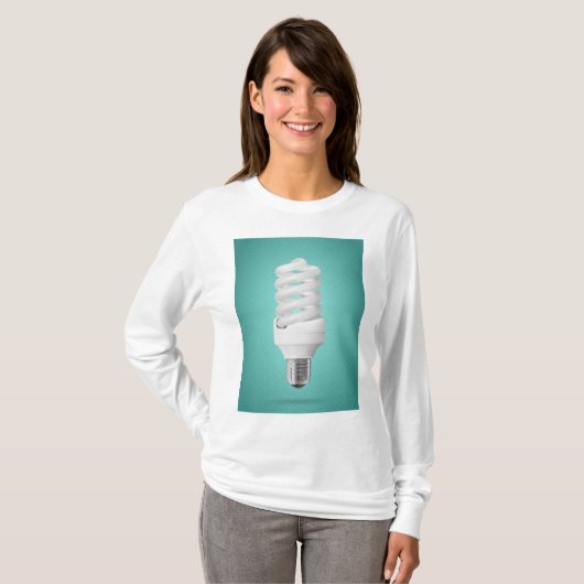 Modern Spiral Compact Fluorescent Lightbulb T-shirt (Voorkant volledig)
