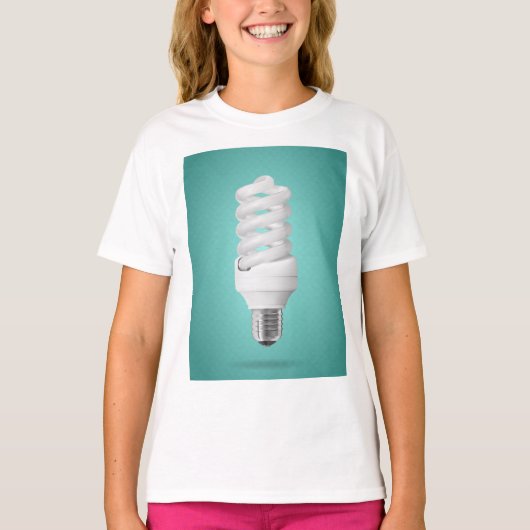 Modern Spiral Compact Fluorescent Lightbulb T-shirt (Voorkant)