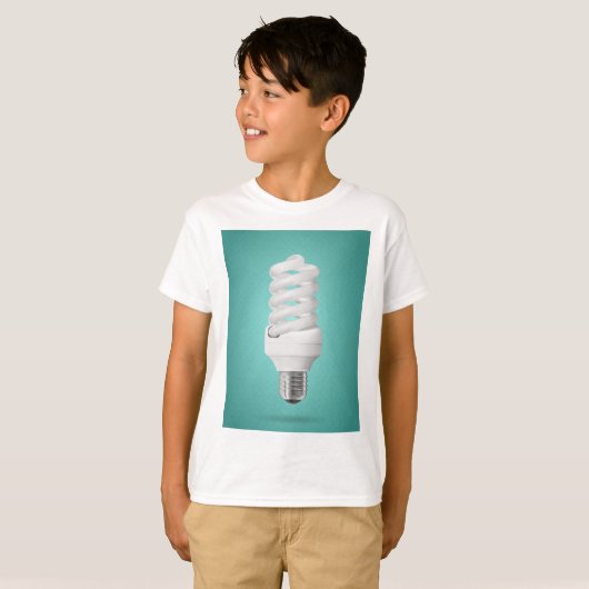 Modern Spiral Compact Fluorescent Lightbulb T-shirt (Voorkant volledig)