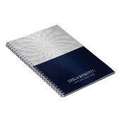 Modern Spiral Lotus Flower Elegant Navy Blue Notitieboek (Rechterzijde)