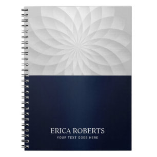 Modern Spiral Lotus Flower Elegant Navy Blue Notitieboek