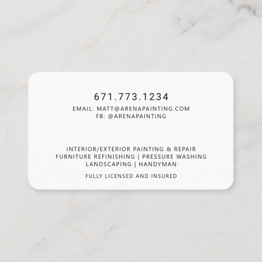 Modern Splash Green Painter Visitekaartje (Achterkant)