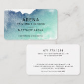 Modern Splash Ombre Blue Green Painter Visitekaartje (Voorkant / Achterkant)