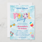 Modern Splish Splash Cool Girl's Pool Party Kaart (Voorkant)
