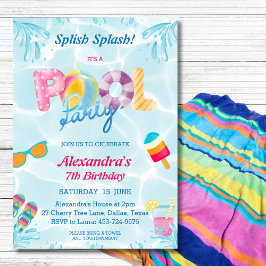 Modern Splish Splash Cool Girl's Pool Party Kaart