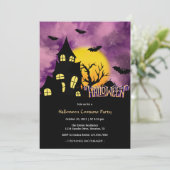 Modern spookhuis Halloween kostuum feest Kaart (Staand voorkant)
