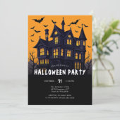 Modern spookhuis | Halloweenfeest Kaart (Staand voorkant)