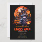 Modern spookhuis zwarte kat heks Halloween Kaart (Voorkant)