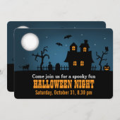 Modern Spooky Haunted House Halloween Party Kaart (Voorkant / Achterkant)